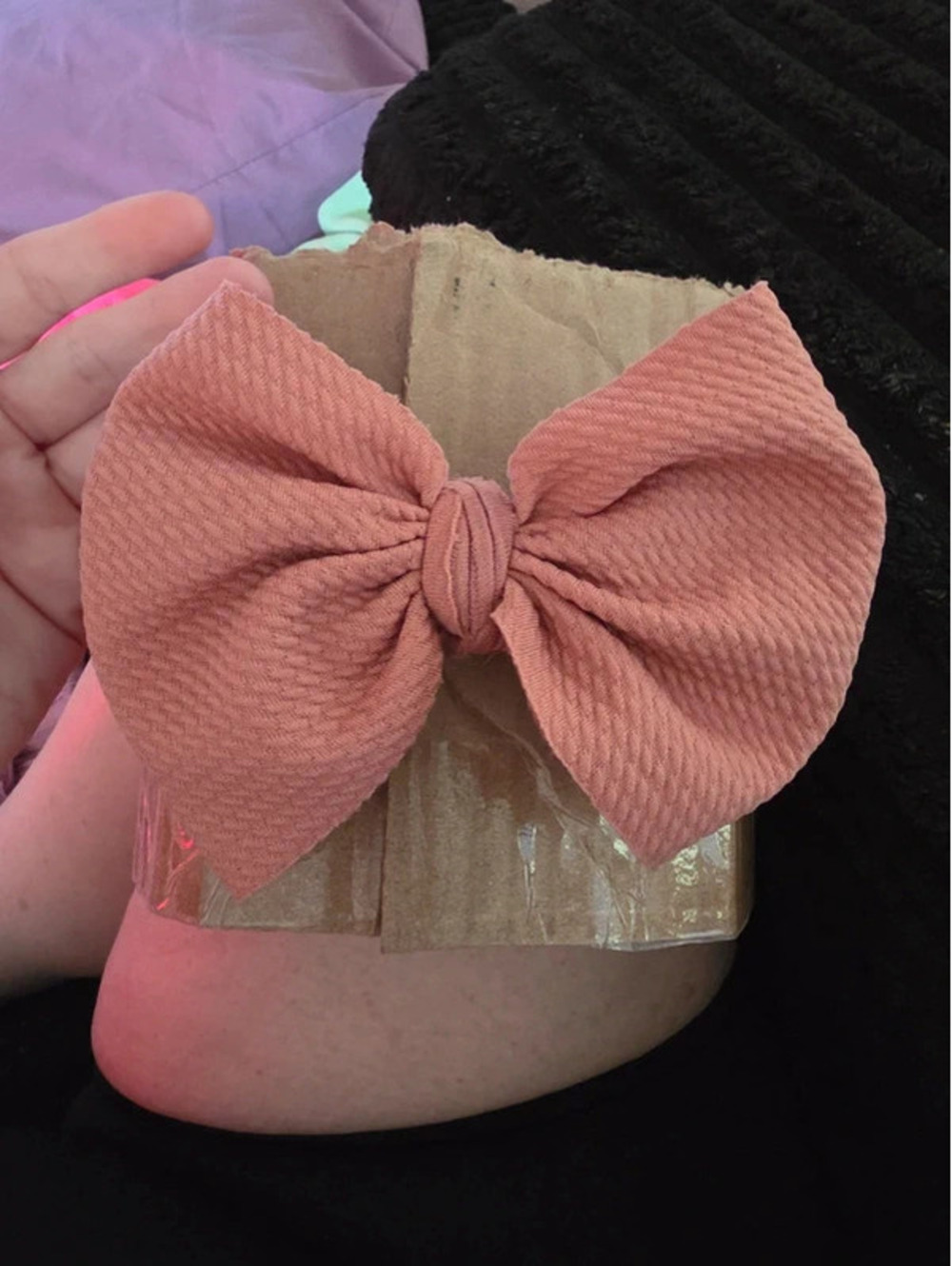 Mauve baby headwrap /bow